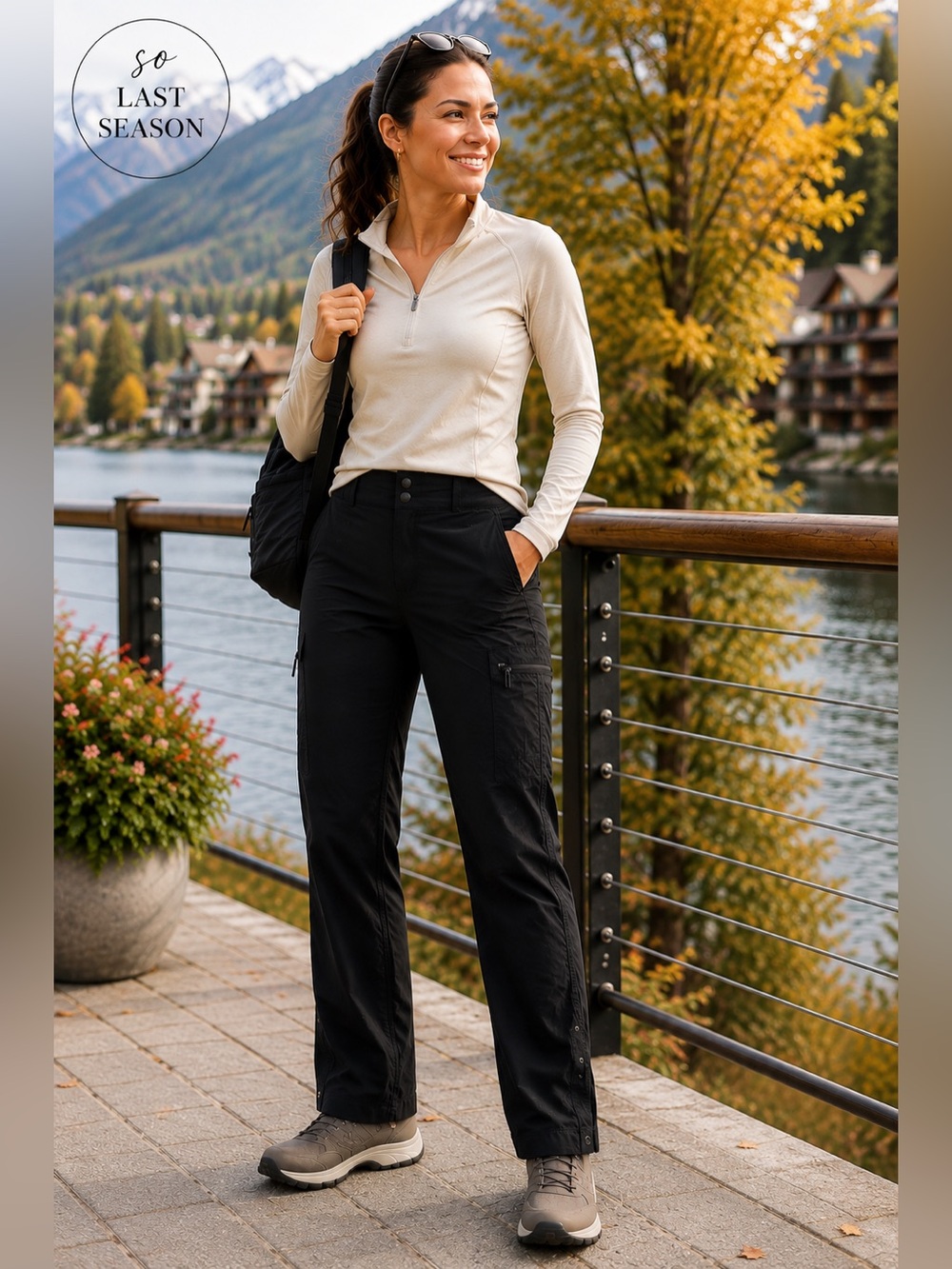Columbia Women’s Size 8 Black Convertible Roll Up Cargo Hiking Pants